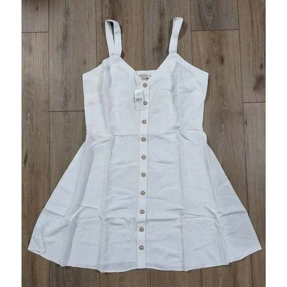 chinese dress ladies Lydia Linen Dress Off White, XL-XXL